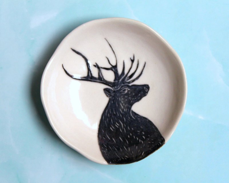 Reindeer Small Plate Jewelry Dinnerware - Small Plates & Saucers - Porcelain White