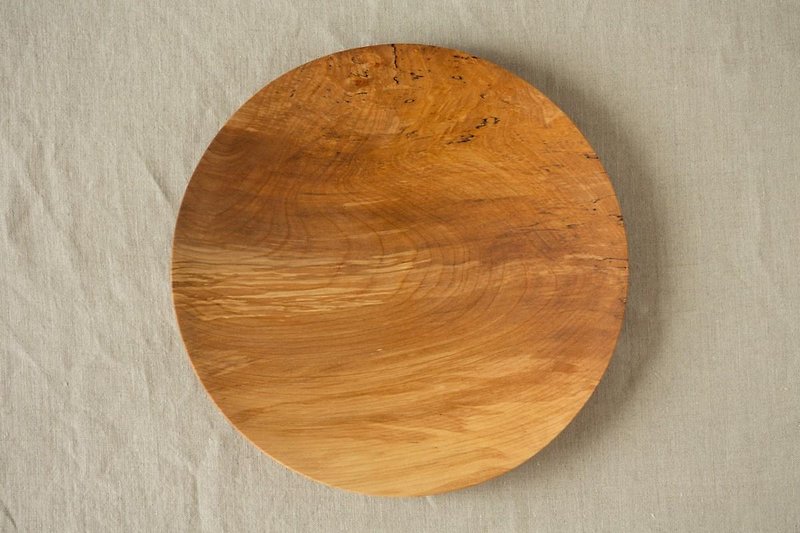 ろくろ挽きの木皿　栃（とち）の木　24cm　07 - 小皿 - 木製 カーキ