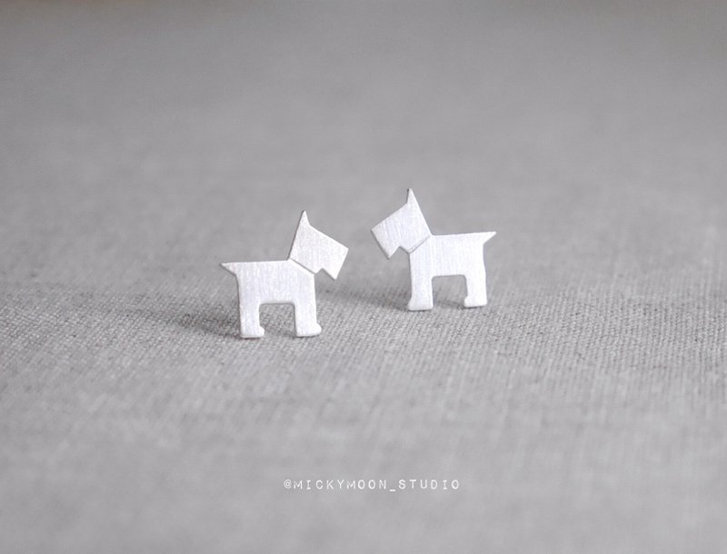 Dog Silver Earrings,925 Sterling Silver - 耳環/耳夾/耳骨夾 - 純銀 銀色