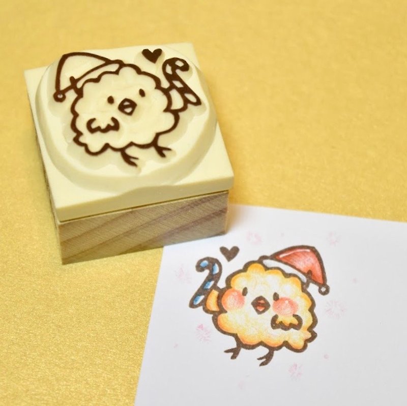 【聖誕節限定】聖誕小雞-卡茲 手工橡皮印章 - 印章/印台 - 橡膠 金色