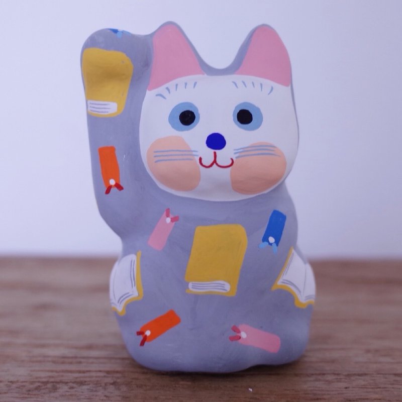 招き猫　本・栞柄　右手招き - 公仔/玩偶 - 紙 