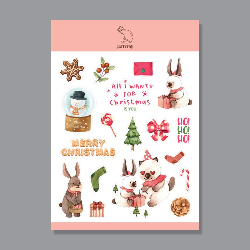 Sticker - Winter theme for Year of The Rabbit 2023,A5 and waterproof - Stickers - Paper Red