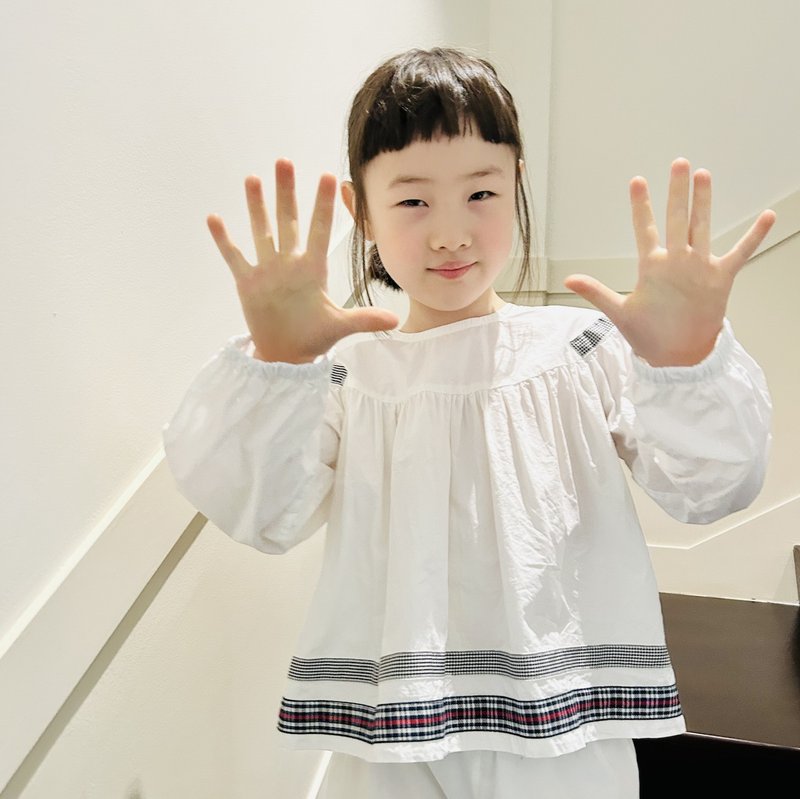 Ethnic style white doll top/children's clothing - เสื้อยืด - ผ้าฝ้าย/ผ้าลินิน ขาว