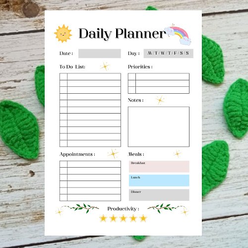 Sasideni Design Digital Planner To do list Daily Planner Downloadable File PDF Print 8.5x11in,A4