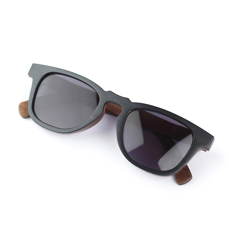 5.1 BW (Black Ebony & Teak Wood) , Handmade Wooden Sunglasses - 太陽眼鏡/墨鏡 - 木頭 黑色