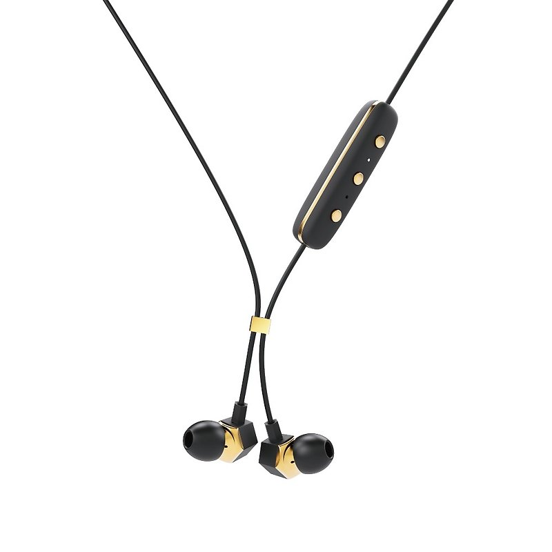 HAPPY PLUGS EAR PIECE Bluetooth Pendant Ear Canal Headphones - Black Gold - Headphones & Earbuds - Plastic Black