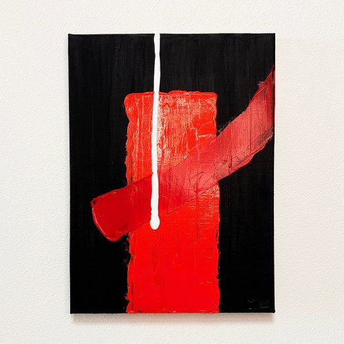 原画 オリジナル 絵画 アクリル画 交差33.3×24.2cm - ショップ Miki