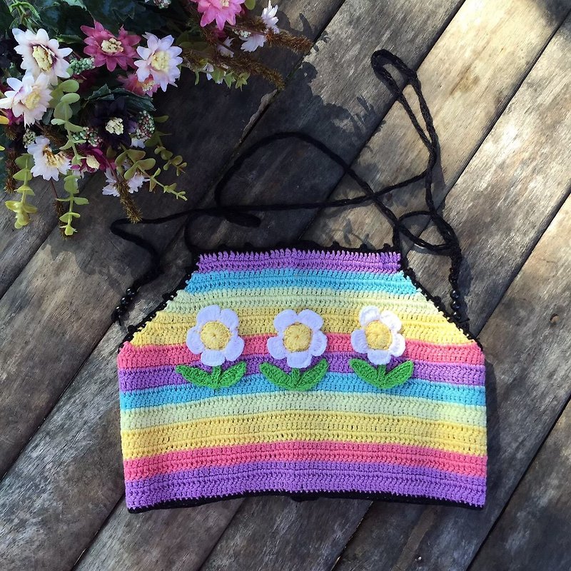 Crochet crop top for beach - Women's Swimwear - Wool Multicolor