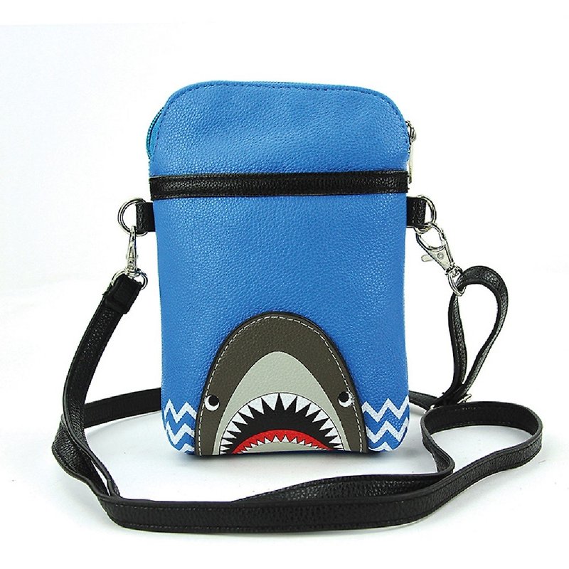 Sleepyville Critters - Shark Crossbody Pouch - Messenger Bags & Sling Bags - Faux Leather Blue