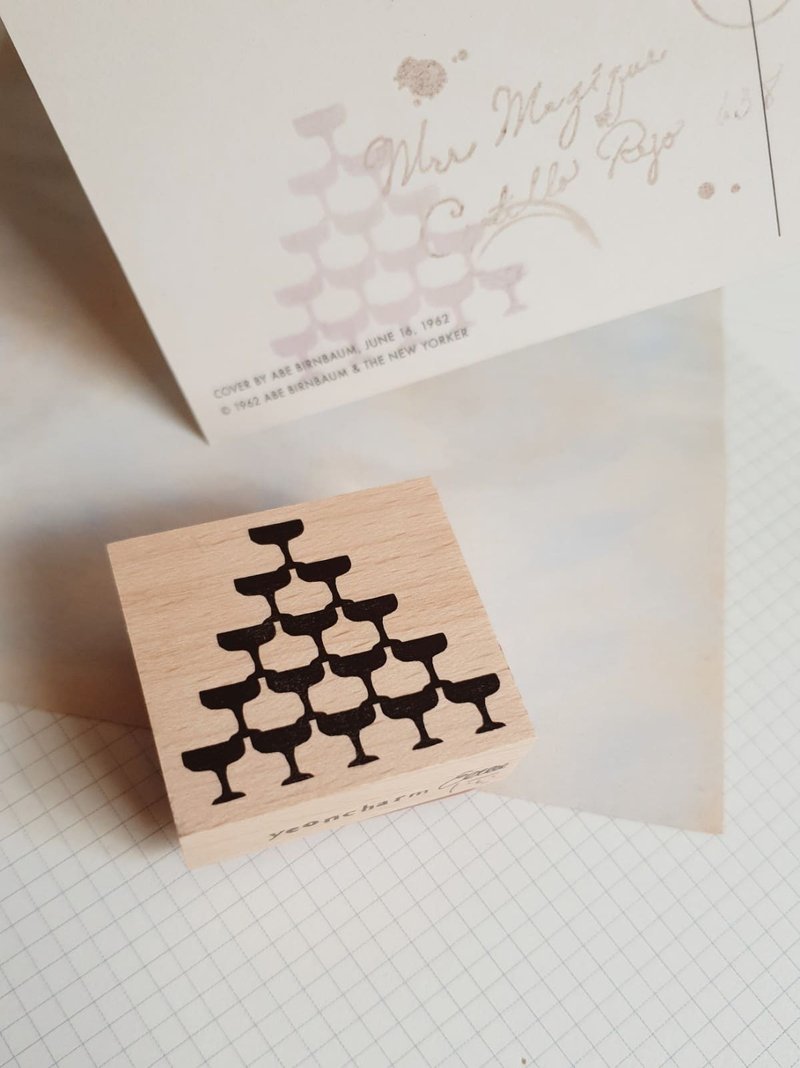 champagne tower rubber stamp - ตราปั๊ม/สแตมป์/หมึก - ไม้ 