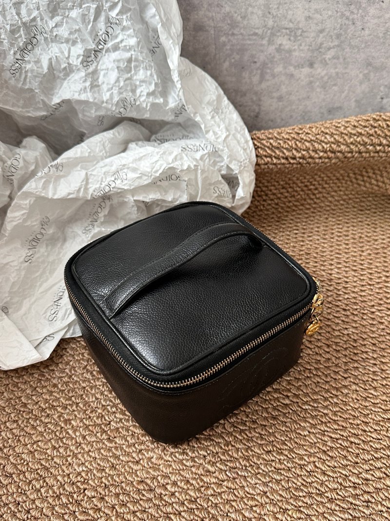 中古包 Chanel 香奈兒 黑色荔枝牛皮 Vanity - 化妝包/收納袋 - 真皮 黑色