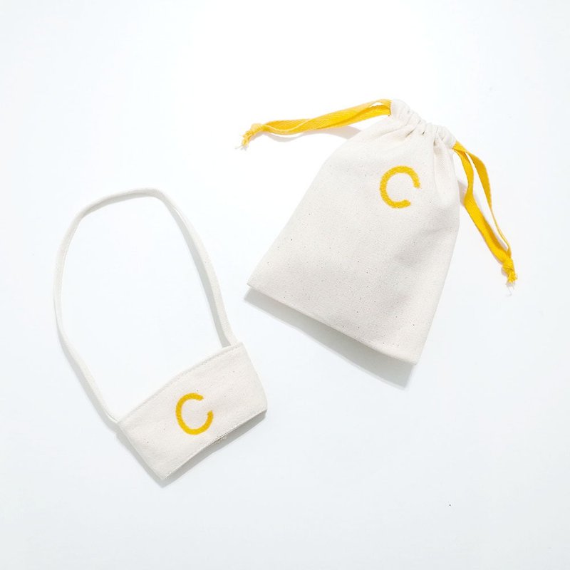 【Q-cute】ビバレッジバッグシリーズ-カスタマイズレタープラス巾着バッグセット - ドリンクホルダー - コットン・麻 多色