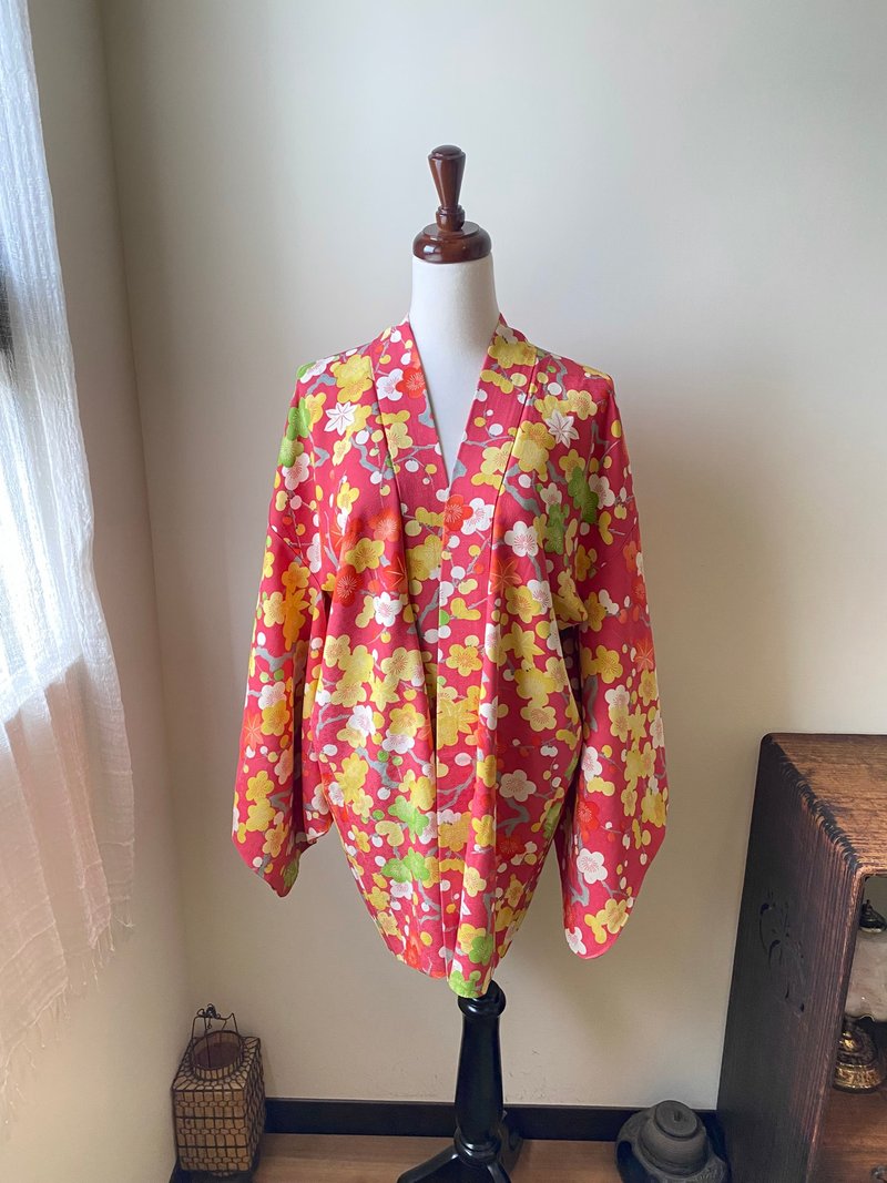 彩梅繽紛古著羽織 - 女裝外套/大衣 - 絲．絹 粉紅色