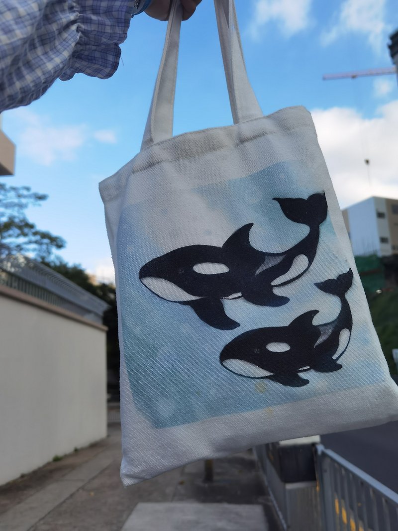 Killer whale blackfish tote bag - HK artist Yucca W. - Other - Cotton & Hemp Blue