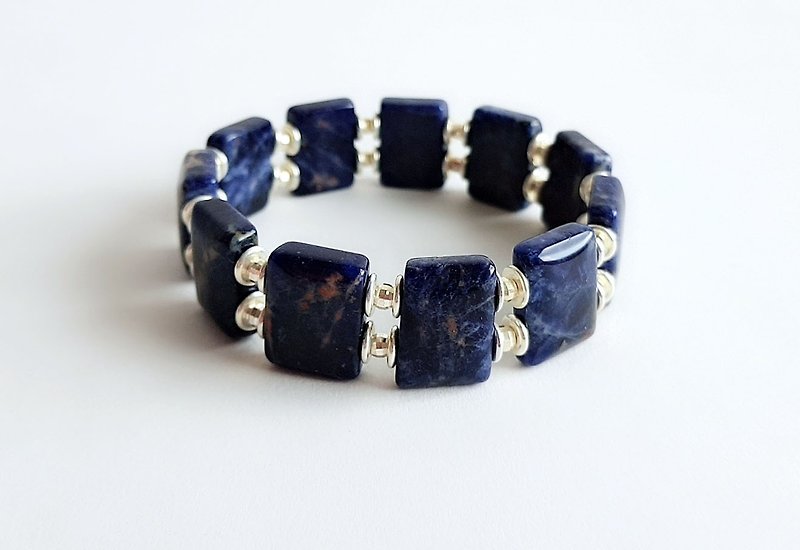 Gemstones ‧ Soda Natural Ore Perforated 925 sterling silver ‧ Hand training - Bracelets - Gemstone Blue