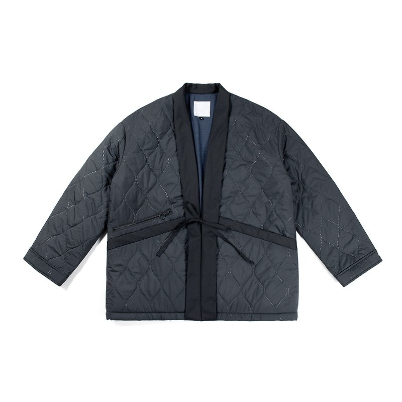 oqLiq - Nature Blessing - Japanese blouse with water pockets (black gourd) - เสื้อโค้ทผู้ชาย - วัสดุอื่นๆ สีดำ
