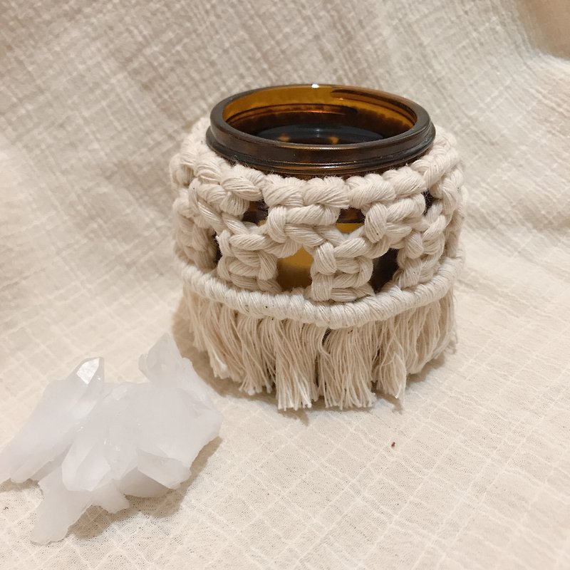 Romantic candlelight-macrame woven candle cup/small - เทียน/เชิงเทียน - ผ้าฝ้าย/ผ้าลินิน 