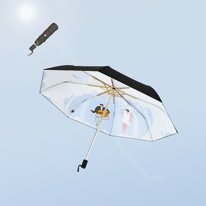PRAIN吟唱奇緣原創插畫遮陽傘防紫外線太陽傘UPF50+超輕傘折疊 - 雨傘/雨衣 - 聚酯纖維 粉紅色