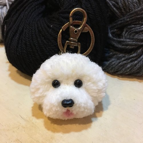 VV Pet 客製化寵物紀念品 純手工迷你白貴賓寶寶鑰匙圈