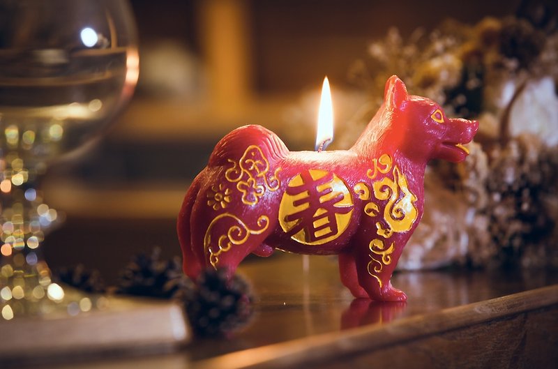 北歐-瑞典設計-瑞典柯基犬造型蠟燭(2018限定) - 香薰蠟燭/燭台 - 蠟 紅色