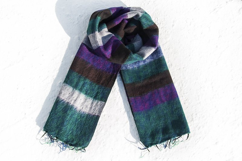 Valentine's Day gift birthday gift a limited edition of a pure wool shawl / boho knitted scarves / hand-woven scarves / knitted shawls / blankets / pure wool scarves / pure wool shawl - Moroccan desert oasis weaving stripes - Scarves - Wool Multicolor