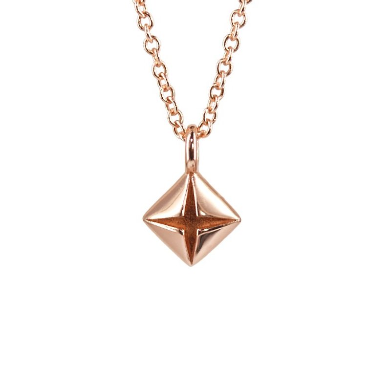 Origami Diamond Rose Gold 925 Minimal Necklace - Collar Necklaces - Rose Gold Pink