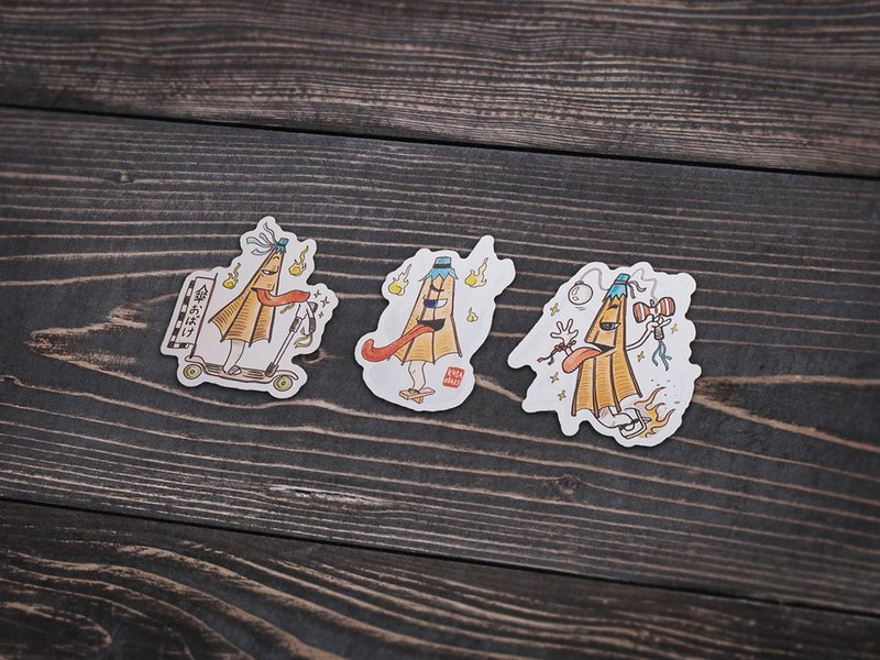 PVC Sticker set of 3 - Kasa Obake collection - 貼紙 - 紙 多色