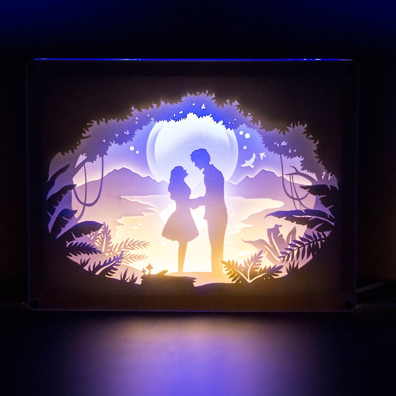 [恋人紙彫りランプ]紙彫り夜景カップルバレンタインデー結婚記念日ギフト - 照明・ランプ - アクリル 