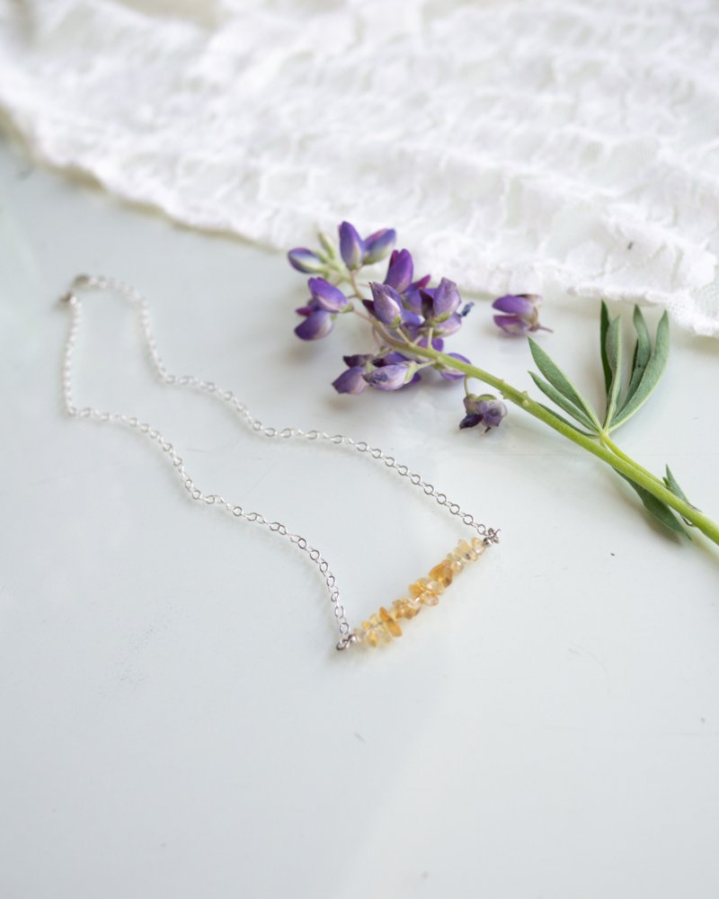 Raw Citrine Necklace, 925 Silver, Gemini Gem, Leo crystal gift - 項鍊 - 水晶 黃色