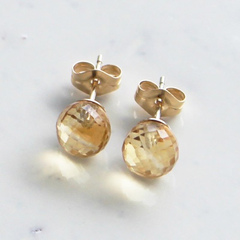 Pinkoi Proxy Purchase -  ✨November birthstone✨ Citrine stud earrings (K14GF) - Earrings & Clip-ons - Gemstone 