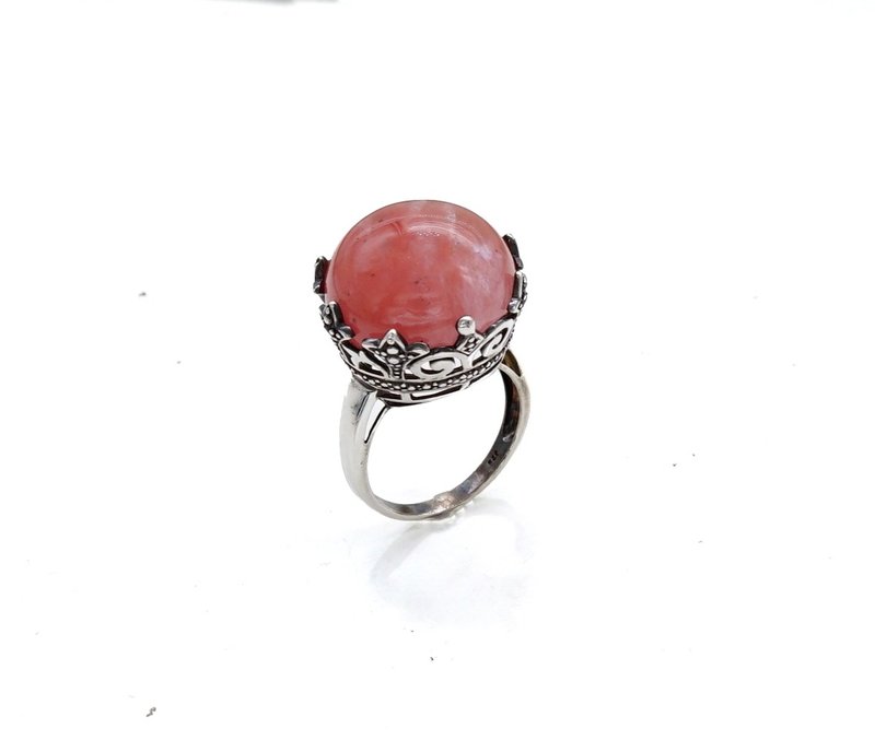 Silver Ring with Rutilated Quartz - 戒指 - 其他金屬 粉紅色