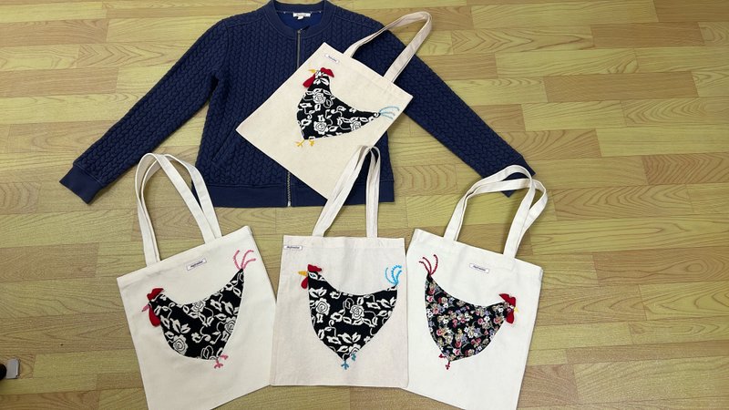 4 types of 3D hand-sewn flower rooster tote bags available - Handbags & Totes - Cotton & Hemp 