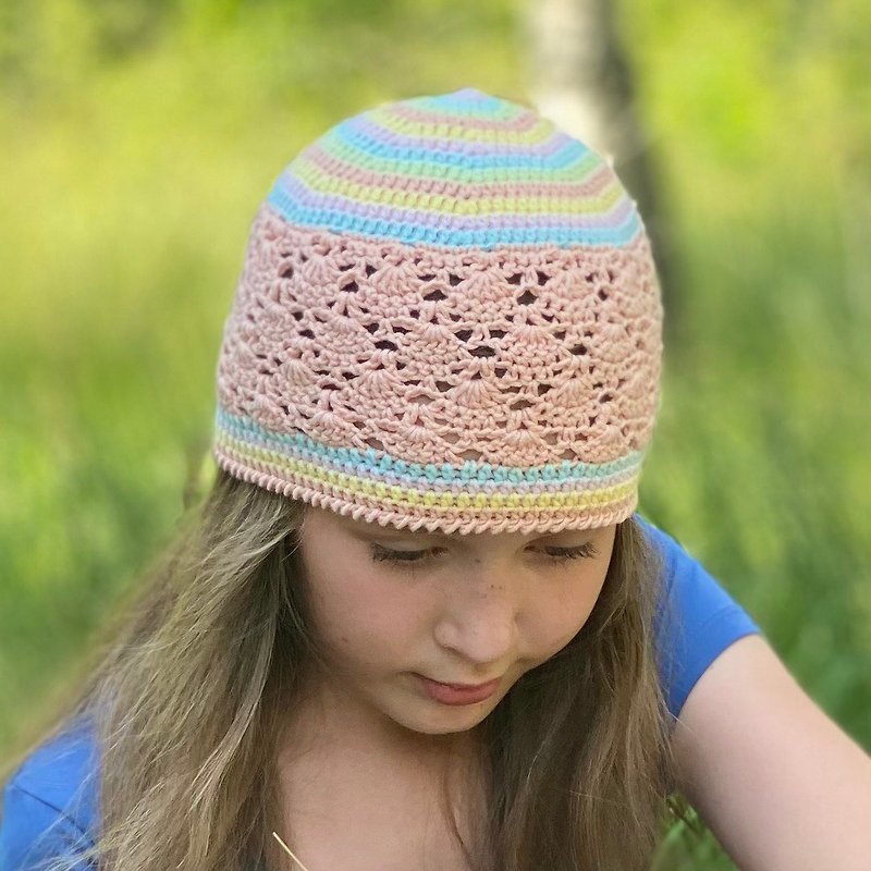 Crochet Hat Pattern The Angelina striped beanie/(Sizes - 3/6 months up to adult) - Knitting, Embroidery, Felted Wool & Sewing - Other Materials Multicolor