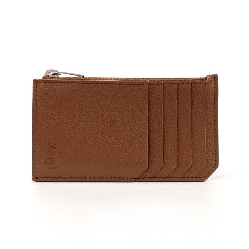 【日本直送 中古美品】サンローランパリSAINT LAURENT PARIS カードケース コインケース 小銭入れ 名刺入れ レザー ブラウン - 名片夾/名片盒 - 真皮 咖啡色