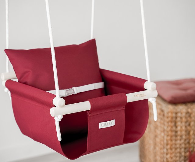 Toddler swing set for inside or outside Burgundy color - birthday gift for  kids - Shop Cot and Cot Kids' Furniture - Pinkoi