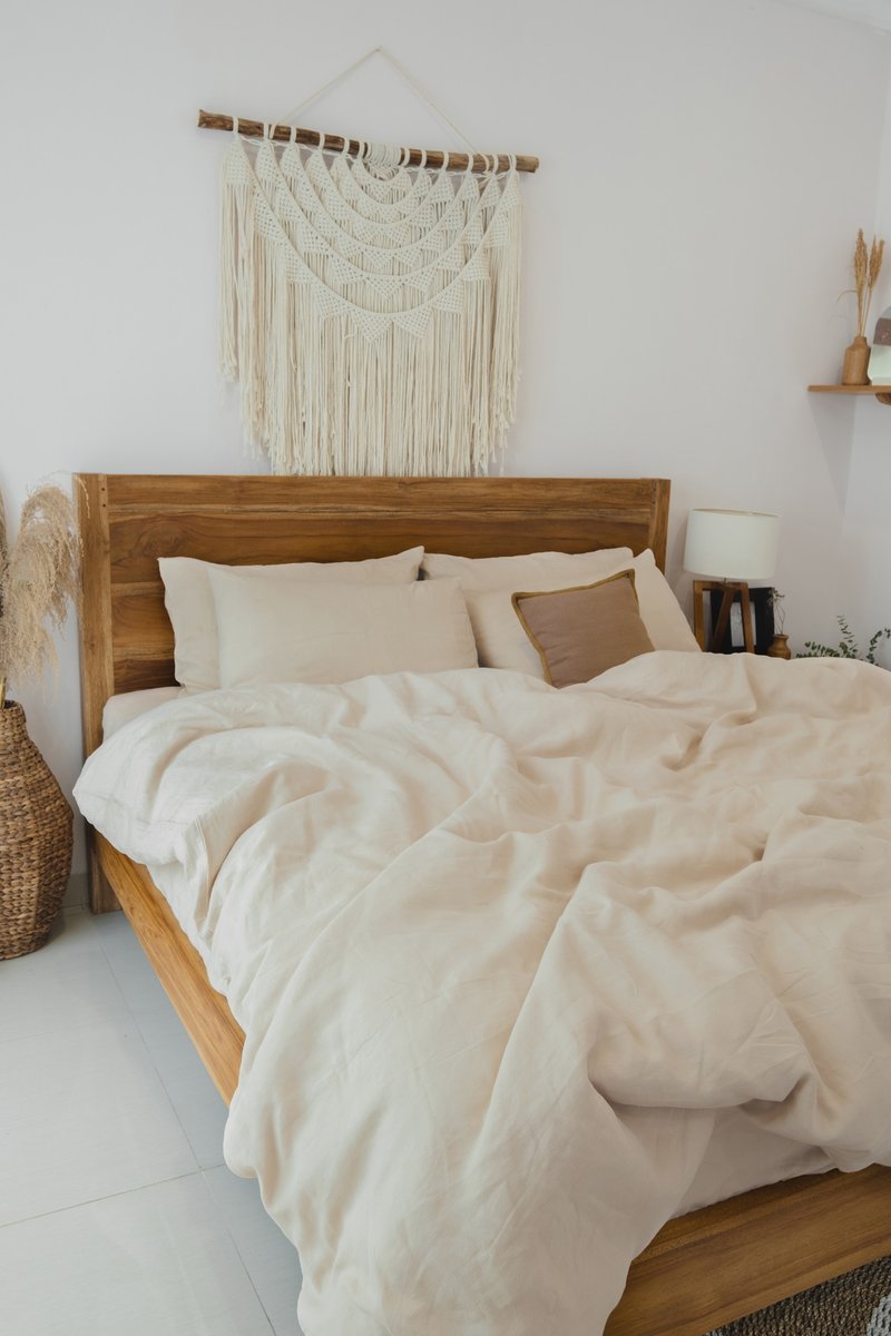 Beige linen pillowcase / Beige pillow cover / European, American, Taiwan size - 寢具/床包 - 亞麻 卡其色