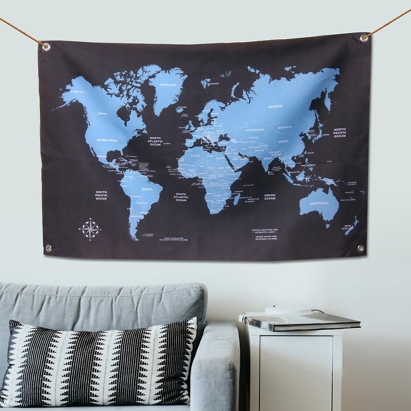 World map hanging cloth dots temperament blue - Posters - Other Materials Blue