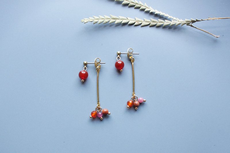  Fruit - earring  clip-on earring - Earrings & Clip-ons - Other Metals Red