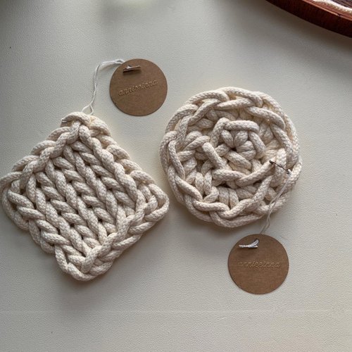 𝐚𝐧𝐧𝐢𝐞𝐞𝐢𝐧𝐧𝐚 |macrame studio 【DIY KIT】指頭編織胖胖麻花方形圓形杯墊