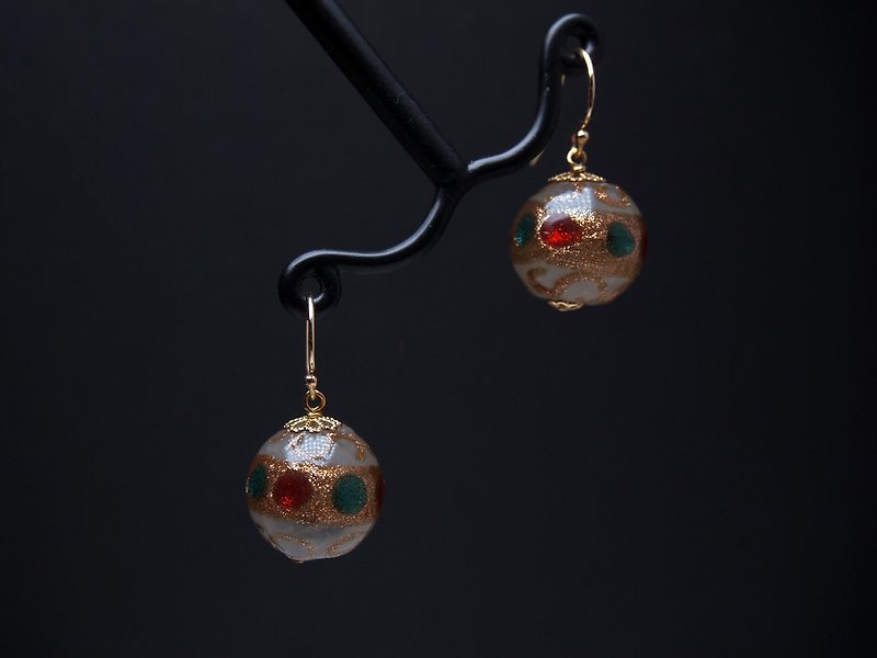 Murano Glass Beads Earring #GE0428 - Earrings & Clip-ons - Glass Gray