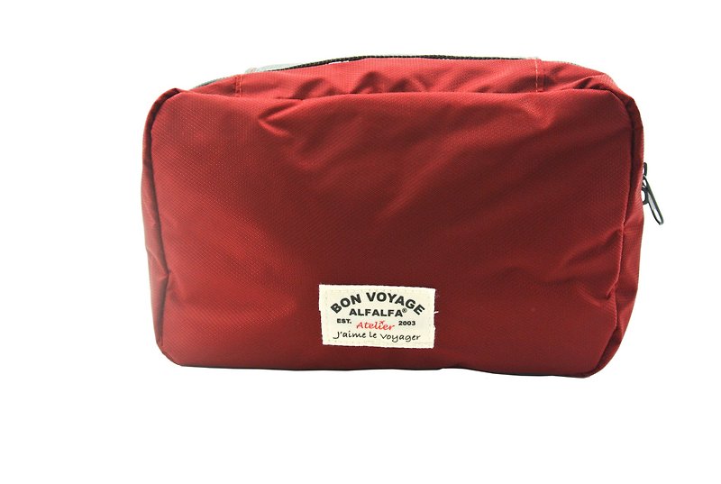 Burgundy Compagnon De Voyage Toiletry Bag - กระเป๋าเครื่องสำอาง - ไฟเบอร์อื่นๆ สีแดง