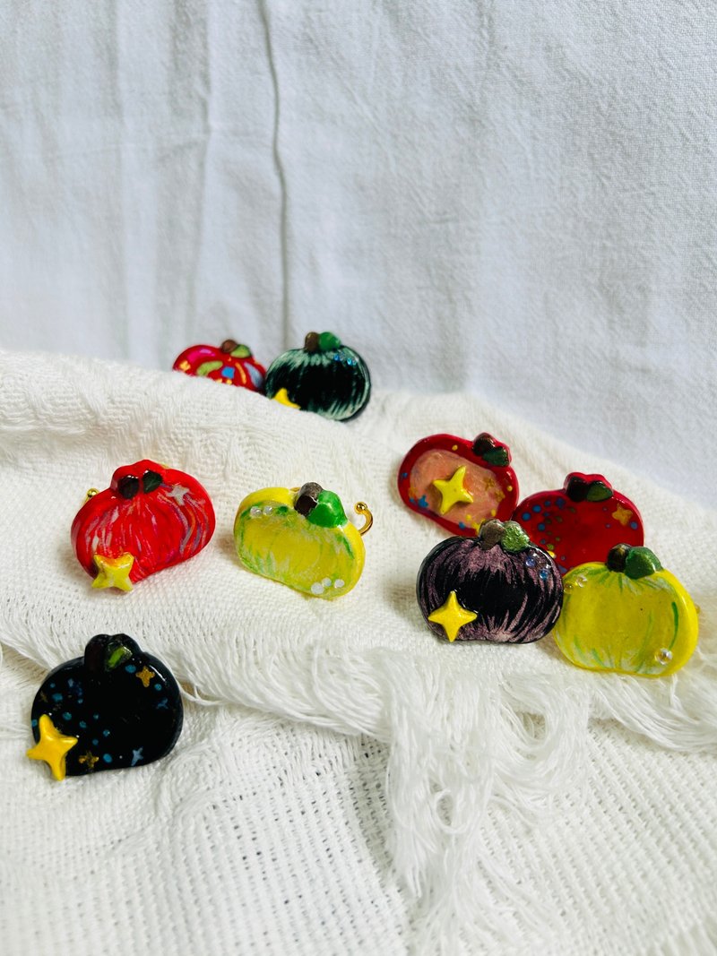 手作石塑黏土蘋果戒指 | 聖誕氛圍日常穿搭必備獨一無二療癒飾品 - 戒指 - 其他材質 