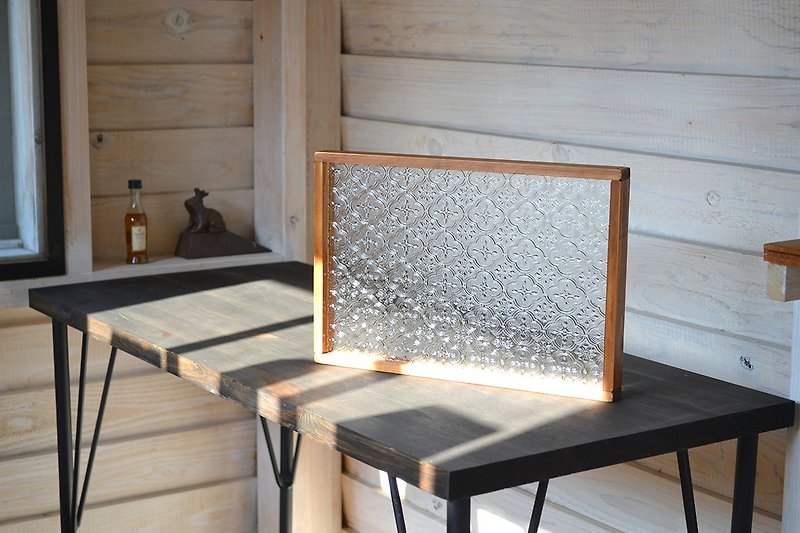由木頭日本柏樹復古玻璃製成的花卉玻璃托盤 - 擺飾/家飾品 - 玻璃 