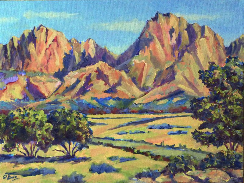 山景繪畫, 山景油畫, 原創藝術, 亞利桑那繪畫, 山景繪畫 - 海報/掛畫/掛布 - 棉．麻 多色