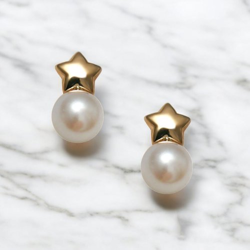 Bridal Secret Jewelry Stars-日本製18K玫瑰金配AKOYA珍珠耳環