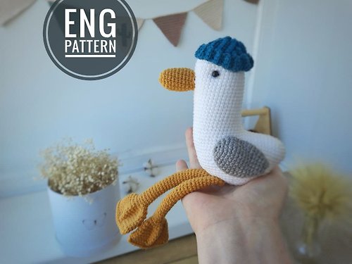 Rizhik_toys Amigurumi seagull Crochet pattern. Amigurumi bird crochet pattern. DIY boho home