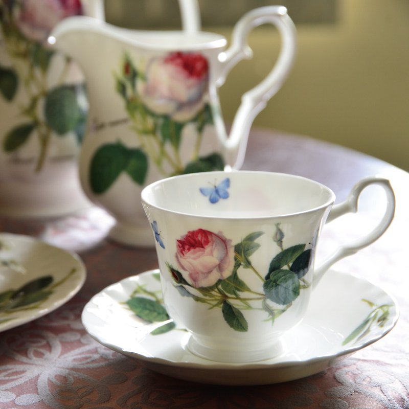英國RK Palace Garden玫瑰花園系列單人點心2件禮盒組(1杯盤1盤) - 茶具/茶杯 - 瓷 