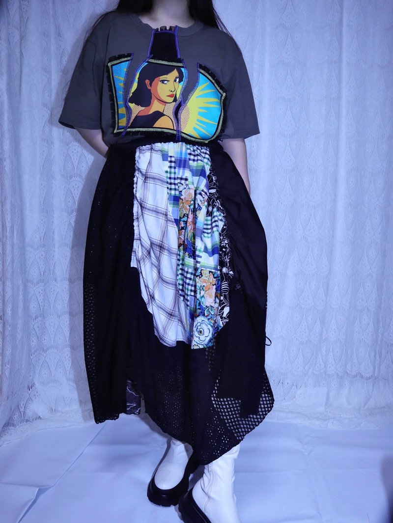 2way MIX 設計裙6011BGR MEIKEIIN handmade - 裙子/長裙 - 其他材質 黑色