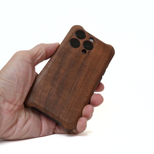 威力康創意 胡桃木 iPhone MagSafe系列 全實木木製按鈕手機殼