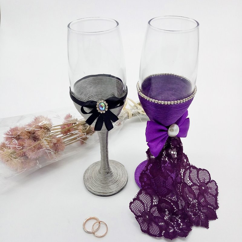 蕾絲娃娃長拖尾禮服敬酒杯款（米白）（粉色）（紅色）（紫色目前暫停訂製） - 裝飾/擺設  - 玻璃 